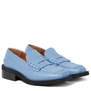 GANNI Square-Toe Leather Loafers (Never Worn)